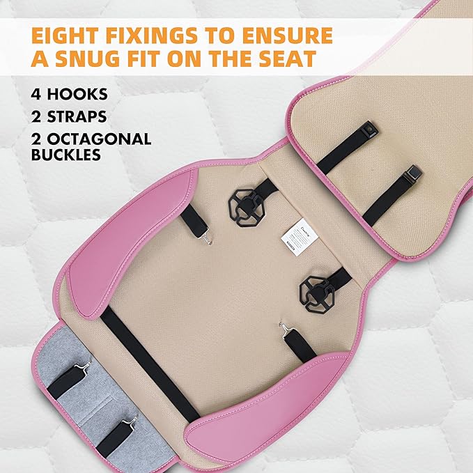 Elantrip 2PCS Front Car Seat Covers Pink Leather Auto for Women Airbag Compatible Diamond Pattern PU Seat Cover Universal Fit