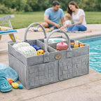 Baby Diaper Caddy Organizer for Nursery – Large Felt Storage Basket for Baby Essentials, Wipes & Diapers – Portable Nursery O