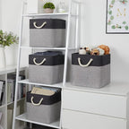Temary 12 Inch Cube Storage Baskets 4 Pack Fabric Storage Bin for Clothes, Large Baskets with Handles, Basket for Organizing 
