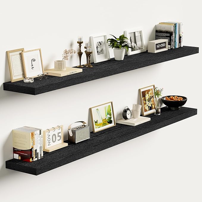 Vivelove 55 Inch Floating Shelves, Deep Wall Shelves with Invisible Brackets, Display Shlf for Bathroom Living Room Kitchen B