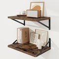 Floating Shelves, 12 Inch Deep Rustic Wood Wall Storage, 16W x 12D Wall Shelves Set of 2, Heavy Duty Metal Brackets, Large In