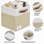 Bagnizer Collapsible Fabric Storage Cube Bins with 2 Reinforced PU Handles, Foldable Storage Organizer Baskets for Closet, Sh