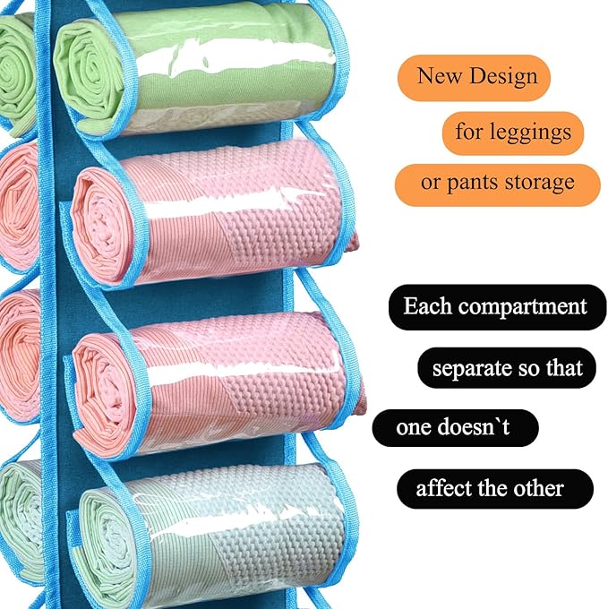 Legging Storage Bag Storage Hanger Can Holds 24 Leggings or Shirts Jeans Compartment Storage Hanger, Foldable Leggings Organi