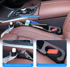 Supin Car Seat Gap Filler Set of 2, Multifunctional Seat Side Gap Filler with Organizer & Hook Function& 2 Storage for Stabilizing Phone,Keys Wallet, Fill The Gap Between Seat & Console (Black)