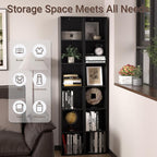 5 Cube Storage Organizer, Narrow Open Shelf Bookcase, Freestanding Low Display Bookshelf with Eco-Friendly Melamine Surface f