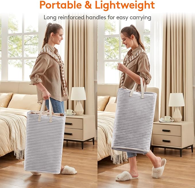 Lifewit 2 Pack Laundry Basket 65L Each, Collapsible Clothes Hamper with Reinforced Handles, Freestanding Waterproof Design fo