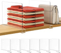 HBlife 6 Pack Closet Organizers and Storage, Clear Shelf Dividers, Vertical Purse Organizer for Closet Perfect for Sweater, S