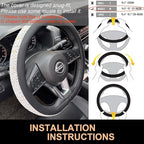 PINCTROT D Shaped Chenille Leather Steering Wheel Cover, Soft Mottled Colors, Sweat-Proof, Non-Slip Grip, All-Season Comfort,