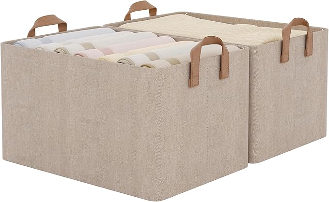 StorageWorks Storage Bins, Fabric Storage Bins for Shelves, Extra Large Storage Baskets with Metal Frame, Closet Baskets and 