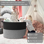 INDRESSME 115L Extra Large Cotton Rope Blanket Basket, Woven Basket for Toy Storage Organizer & Laundry Toy Box for Living Ro