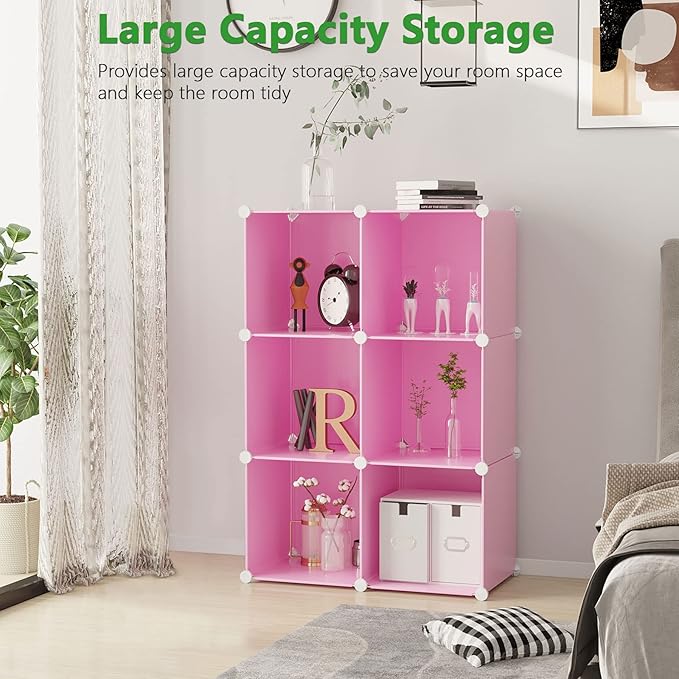 C&AHOME Cube Storage Organizer, 6-Cube Shelves Units, Closet Cabinet, DIY Plastic Modular Book Shelf, Ideal for Bedroom, Livi