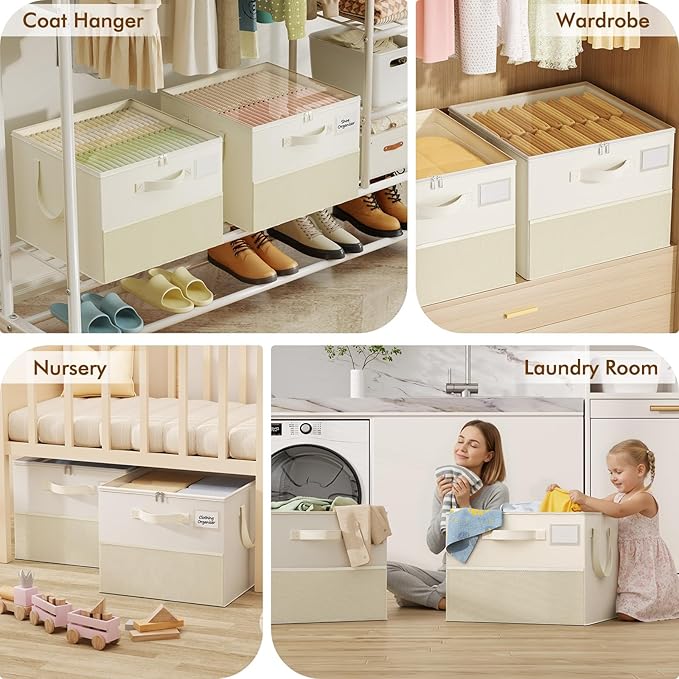 NestOrganix 2 Pack Shoe Organizer for Closet, Large Shoe Box Storage Containers, Foldable Shoe Storage Organizer Box Bin with