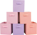 Stero Fabric Storage Bins 6 Pack Fun Colored Durable Storage Cubes with Fabric Handles Foldable Cube Baskets for Home, Kids R