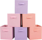 Stero Fabric Storage Bins 6 Pack Fun Colored Durable Storage Cubes with Fabric Handles Foldable Cube Baskets for Home, Kids R