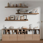 ROGMARS 48Inches Long Walnut Floating Shelves,Rustic Solid Wood Farmhouse Wall Shelves with Invisible Brackets for Bathroom, 