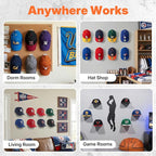 HOUSE DAY Adhesive Hat Hooks for Wall 16 Pack, Strong Hat Rack for Baseball Cap Display Organizer, Hats Hangers Holder for Wa