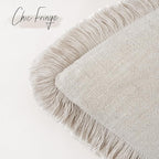 Foindtower Set of 2 Decorative Linen Fringe Throw Pillow Covers Cozy Boho Farmhouse Cushion Cover with Tassels Soft Accent Pi