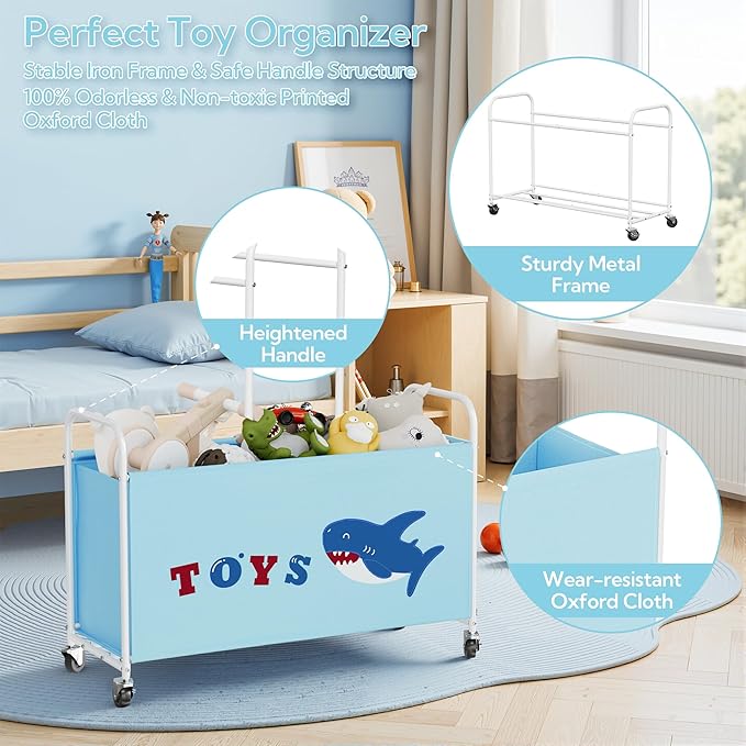 GRANNY SAYS Toy Box for Boys, Large Toy Chest Storage with Wheels, Metal Kids Toy Storage Organizer for Stuffed Animals, 135L