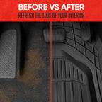 Motor Trend 943-BK FlexTough Defender Car Floor Mats -Next Generation Deep Dish Heavy Duty Contour Liners for Car SUV Truck & Van-All Weather Protection, Trim to Fit Most Vehicles Black
