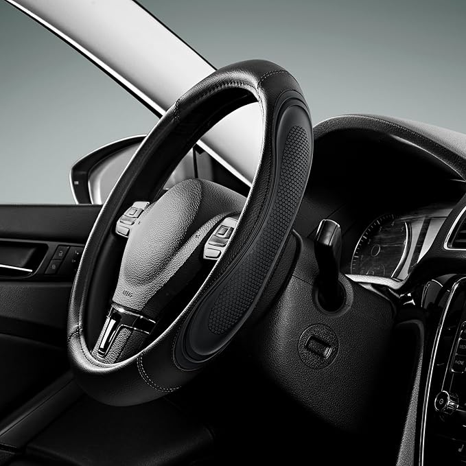 Road Comforts Car Steering Wheel Cover - Microfiber Leather Steering Wheel Wrap Sports 14.5-15 Inch Steering Wheel Cover Non-