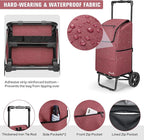 KEDSUM 2 in 1 Shopping Carts for Groceries, 330 lbs Grocery Cart on Wheels, Foldable Utility Carts with Wheels, Load-Bearing Hand Truck with Waterproof Bag for Shopping, Camping, Laundry, Garden, Red