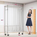M MZG Heavy Duty Rolling Garment Rack 3 Tiers Adjustable Wire Shelving Clothes Rack with 1 Rods and Side Hooks,Storage Closet