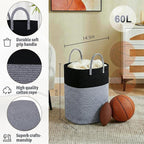 Laundry Basket,Woven Cotton Rope Laundry Hamper,Versatile Storage for Dirty Clothes,Baby Toys,and Blankets in Bathroom, Nurse