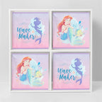 Disney Little Mermaid Storage Cubes,Set of 2 Spacious Collapsible Bins with Handles, Kids Toy Organizer for Bedroom & Playroo