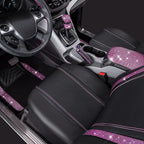 CAR PASS Bling Rhinestone Car Seat Covers Leather Shining Diamond Car Floor Mats Carpet with Anti-Slip Nibs Bling Diamonds Ca