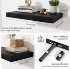 Fun Memories 24 Inch Floating Shelves Wall-Mounted, 12 Inch Deep Wall Shelves, 24 x 12 Floating Shelf, Deep Storage Shelf for