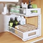 1 Pack 17IN Depth Under Sink Organizer, 2-Tier Pull Out Cabinet Organizer With Smooth Circular Rail, Large Capacity Metal Mes