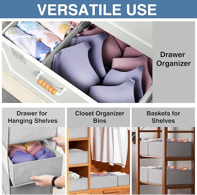 Criusia Drawer Organizer Clothes 24 Pack, Fabric Closet Organizers and Storage Bins for Underwear Sock, Odorless Dresser Draw