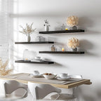 PHPH 36 Inch Wood Floating Shelves for Wall, Wooden Wall Shelves for Bedroom, Set of 4 Black