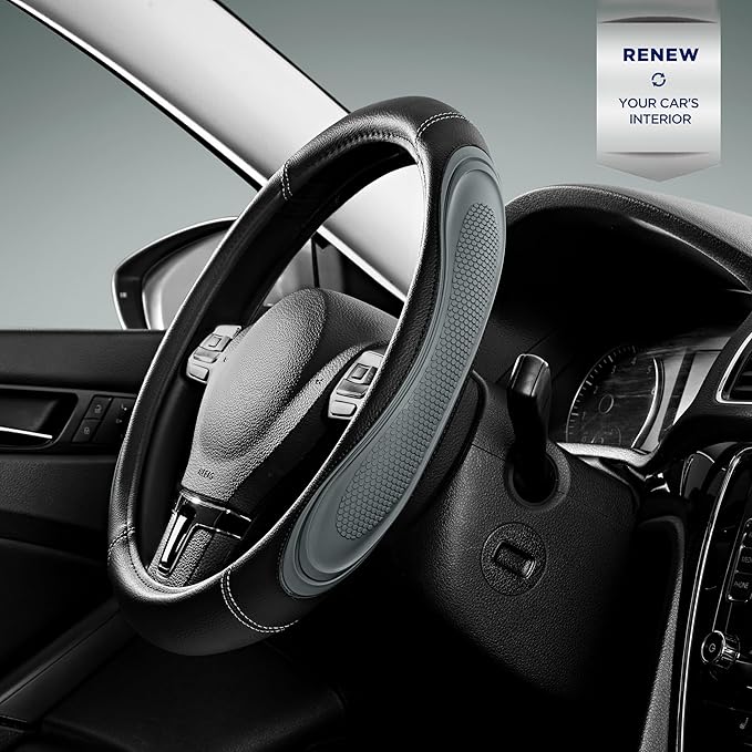 Road Comforts Car Steering Wheel Cover - Microfiber Leather Steering Wheel Wrap Sports 14.5-15 Inch Steering Wheel Cover Non-