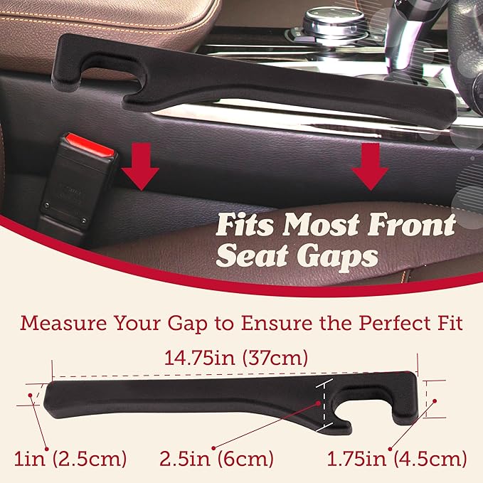 Lusso Gear Car Seat Gap Filler (2 Pack) - Stop Dropping Between Seats - Universal Fit for Car, Truck, SUV - Block the Gap between Seat Console