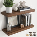 24 Inch Floating Shelves for Wall Set of 2, 8"D Wood Grain Bathroom Shelves with Invisible Brackets, Easy Install Engineered 