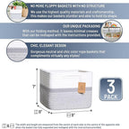 NaturalCozy Storage Cubes 9”x9”x7”Cotton Rope Woven Baskets for Organizing 3-Pack | 9 Inch Cube Storage Bin | Small Basket fo