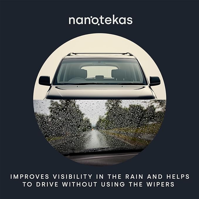 Nano Ceramic Coating for Cars' Windshield: Hydrophobic Glass Coating Spray Kit Provides Advanced Rain Visibility, Repels Dirt