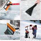 FOVAL 47.2" Extendable Ice Scraper Snow Brush with Squeegee for Windshield Window Car Trucks SUVs, 270° Pivoting Brush Head, Essential Winter Tool Ice Snow Remover with Comfortable Foam Grip