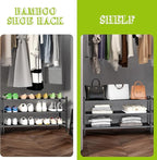 BMOSU 3-Tier Bamboo Extended Shoe Rack Premium Stackable Shoe Shelf Storage Organizer for Hallway Closet Living Room Entryway