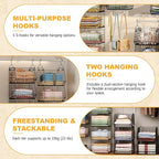 X-cosrack 7 Tier Foldable Hanging Closet Organizer and Storage,Wire Closet Shelving with 4 Large Hooks+ 5 S Hooks,Hanging Bas