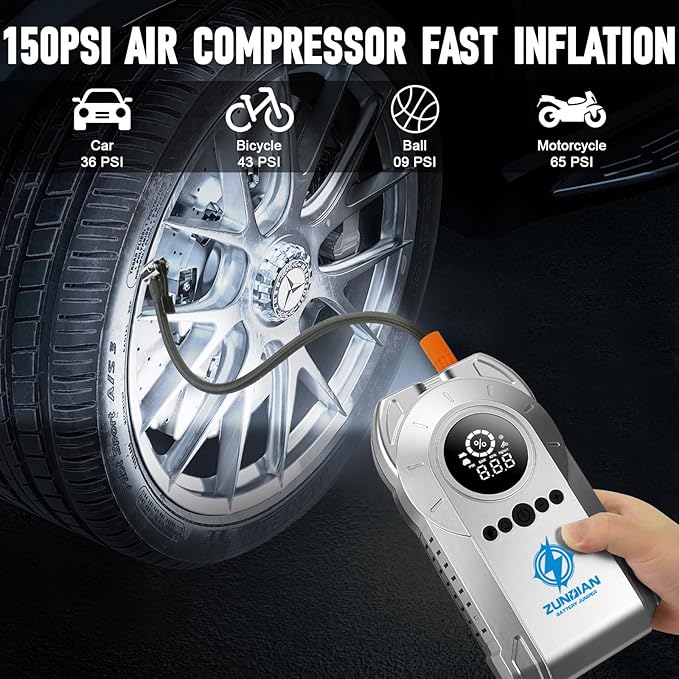 Jump Starter with Air Compressor, 3000A 150PSI Car Battery Jump Starter Portable for Up to 10L Gas 8L Diesel Engine, 12V Car
