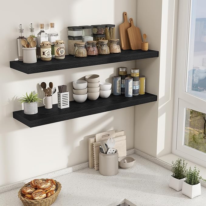 Fun Memories 10 Inch Deep Shelves, Floating Shelves for Wall 48 Inches Long, Wood Floating Shelves for Wall, Large Storage Sh