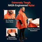 PREPARED4X Emergency Mylar Poncho – Survival Rain Poncho with Hood – Lightweight, Compact, Reusable Emergency Blanket Poncho 