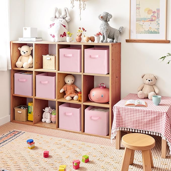 Cupic Cupid 11x11 Storage Cubes, 6 Pack Open Storage Bins with Handles, Storage Cube Organizer for Clothes and Toys, Collapsi
