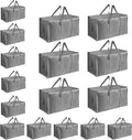 16 Pack-Extra Large Heavy Duty Moving Bags - Waterproof Storage Totes with Handles & Zippers, Foldable for College Dorm, Stor