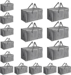 16 Pack-Extra Large Heavy Duty Moving Bags - Waterproof Storage Totes with Handles & Zippers, Foldable for College Dorm, Stor