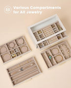 Lolalet Jewelry Box Organizer, 4-Layer Jewelry Organizers and Storage Case with Glass Lid, Ring Earring Bracelet Necklace Hol
