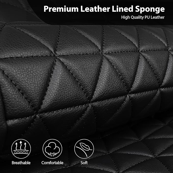 CAR PASS Bling Diamond Black Leather Car Seat Covers for 2 Front Interior Sets, Waterproof Shining Glitter Sparkly Crystal Un