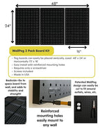 WallPeg Pegboard Kit - 3 ea. 24"x16" Black Peg Boards Panels - Made in USA